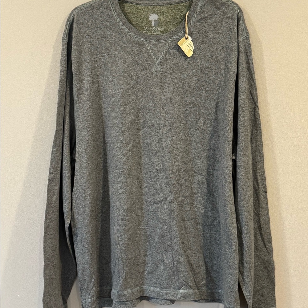 Ocean + Coast Men's Gray Long Sleeve 100% Cotton T-Shirt Crew Neck NEW 2XL